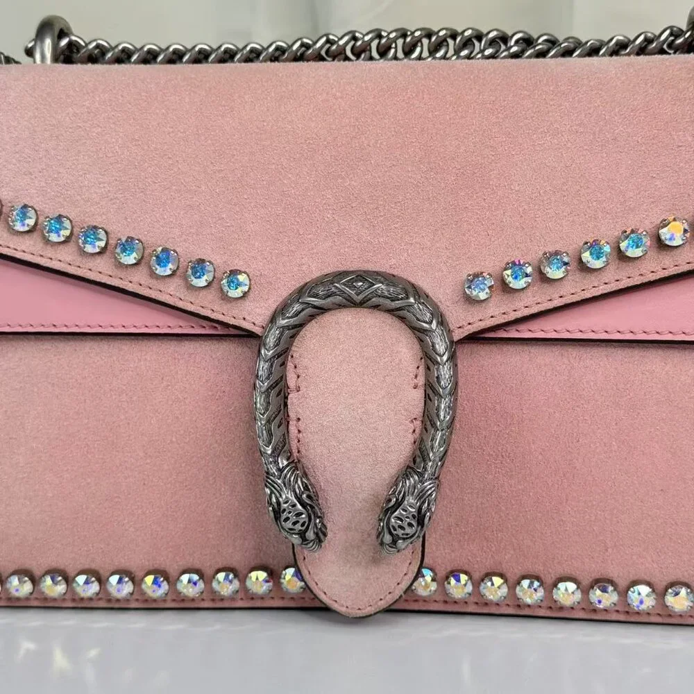 Gucci Pink Velvet Medium Dionysus Shoulder Bag with Crystal Embellishments - Picture 2 of 9